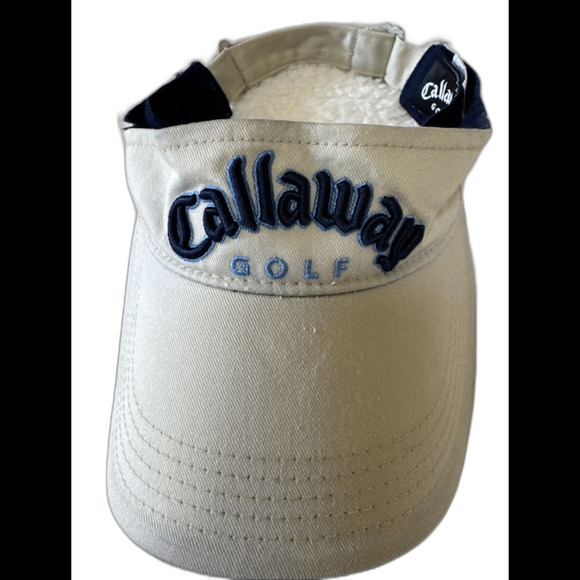 Callaway Golf Distressed Sun Visor Strapback Adjustable Hat Cap Men Beige Blue - Picture 3 of 3